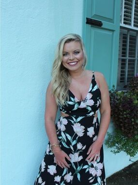 entro Black Floral Cutout Maxi Dress with Pink and Green Print